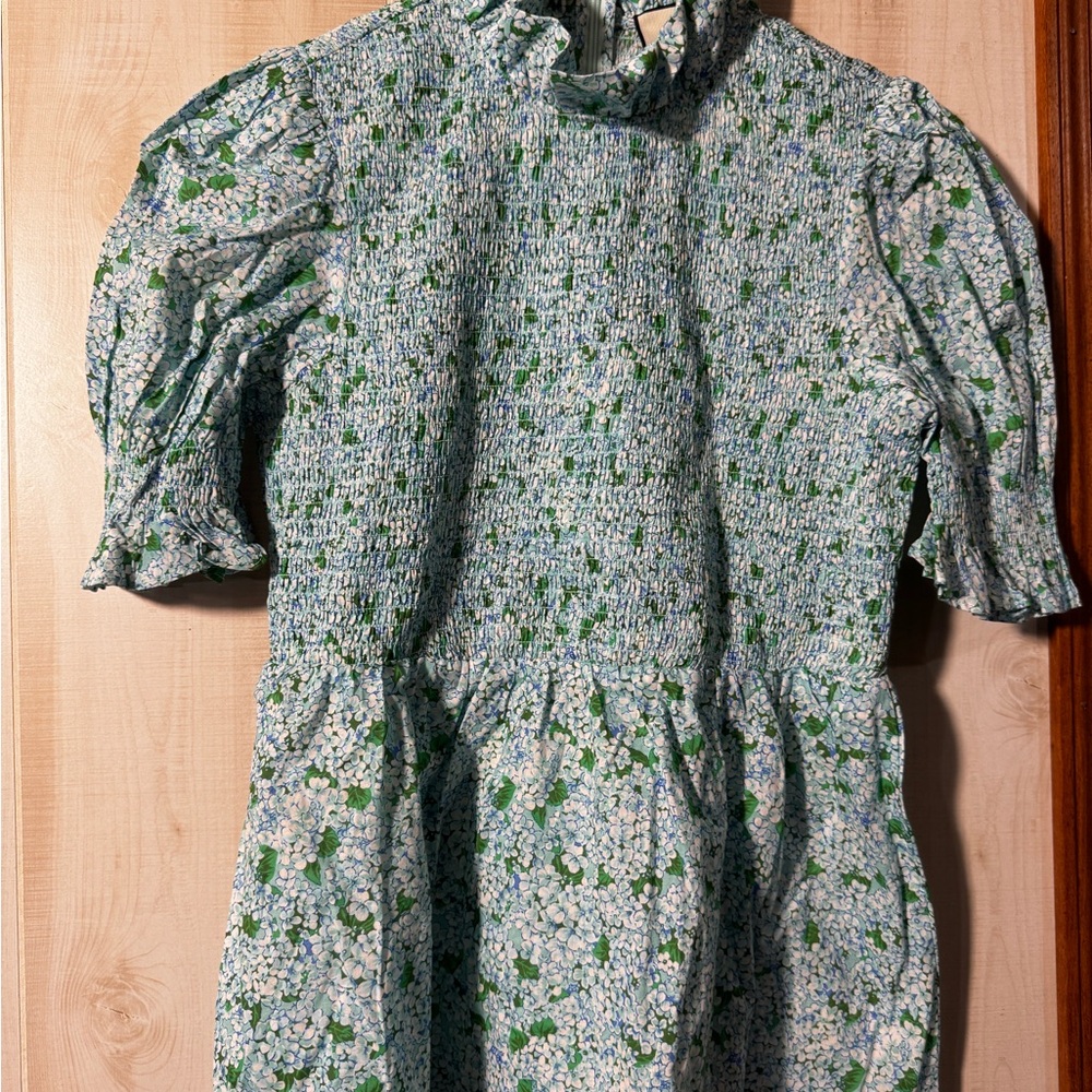 Tuckernuck Green and White Floral Blouse